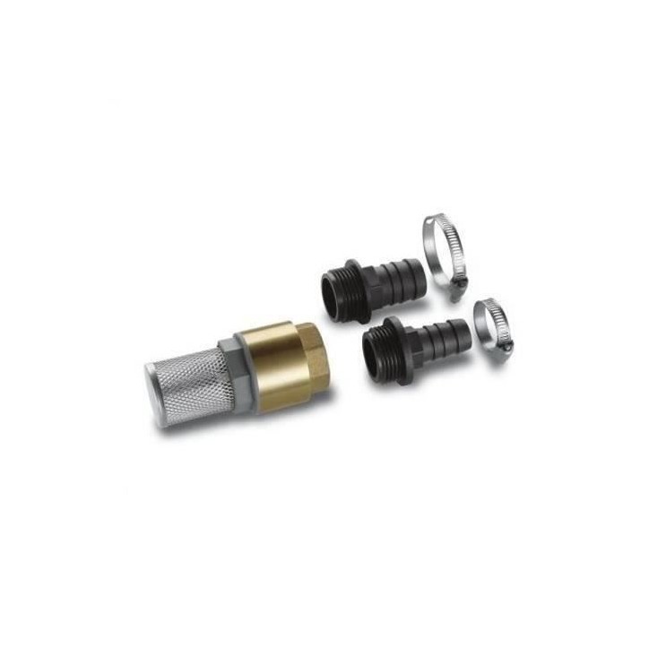 Kit complet d'aspiration KARCHER - Adaptateur 1/3/4 - Crépine inox avec clapet anti-retour