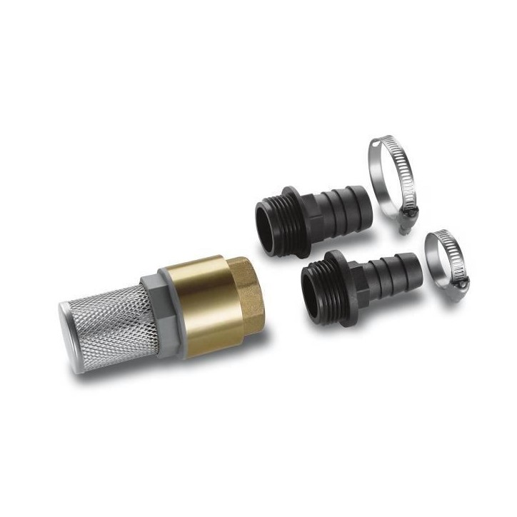 Kit complet d'aspiration KARCHER - Adaptateur 1/3/4 - Crépine inox avec clapet anti-retour