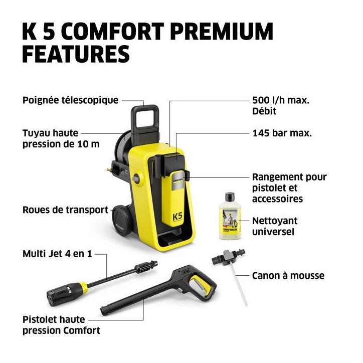 Nettoyeur haute pression KARCHER K 5 Comfort Premium - 500 L/h - 2100 W - 145 bar