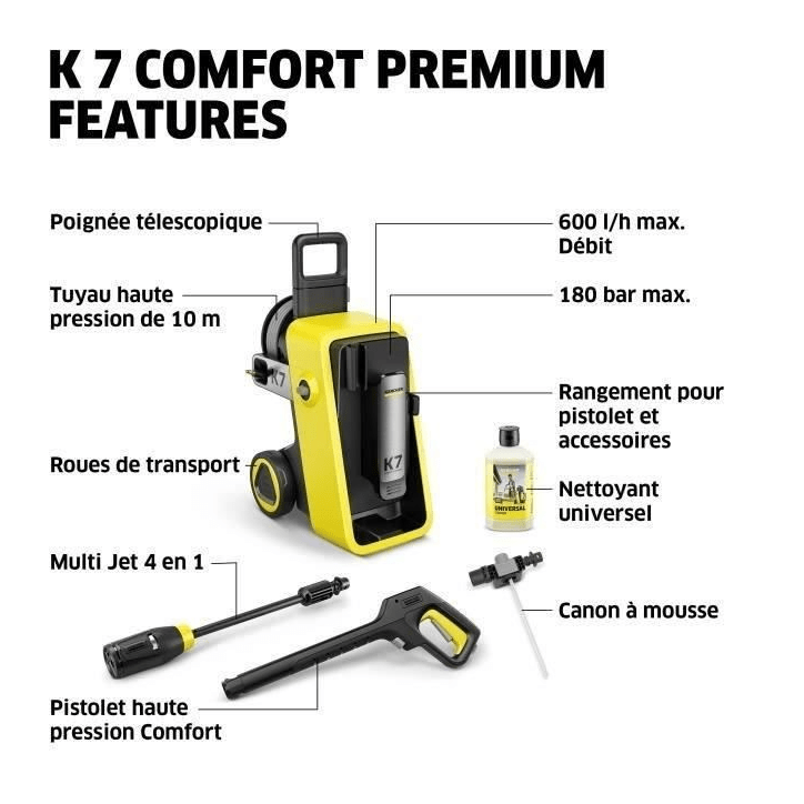 Nettoyeur haute pression KARCHER K 7 Comfort Premium - 600 L/h - 3000W - 180 bar