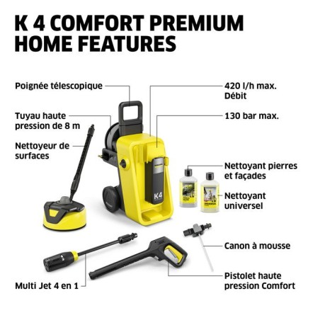 Nettoyeur haute pression KARCHER K 4 Comfort Premium Home - 420 L/h - 1800 W - 130 bar