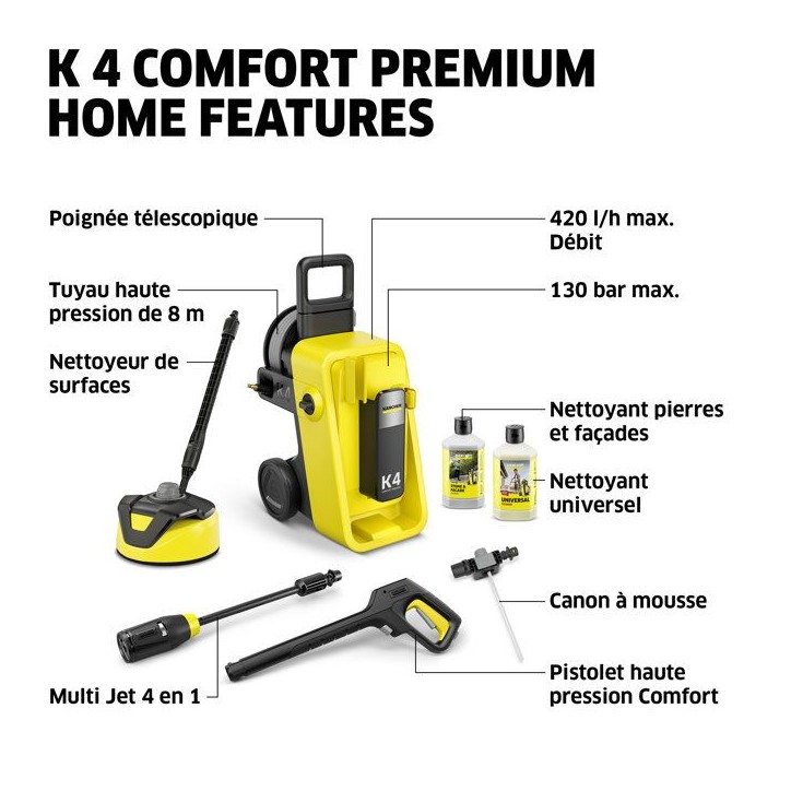 Nettoyeur haute pression KARCHER K 4 Comfort Premium Home - 420 L/h - 1800 W - 130 bar