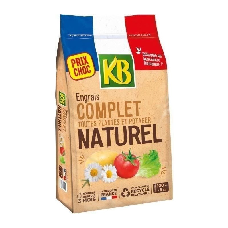 Engrais Complet Universel KB KBCOMP5 - 5kg - Nourrit jusqu'a 3 mois -