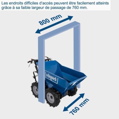 Benne basculante motorisé SCHEPPACH DP3000 charge max 300 kg - 5.6CV - 196CC