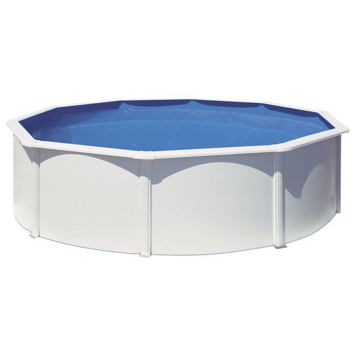 GRE - Kit Piscine hors sol acier ronde blanche Ø480 x 122 cm (Livrée avec filtre a sable et échelle) GRE - Kit Piscine hors sol acier ronde blanche Ø480 x 122 cm (Livrée avec filtre a sable et échelle)