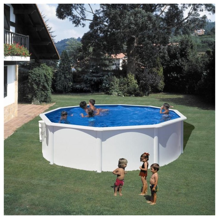 GRE - Kit Piscine hors sol acier ronde blanche - Ø300 x H122 (Livrée avec filtre a cartouche + échelle) GRE - Kit Piscine hors sol acier ronde blanche - Ø300 x H122 (Livrée avec filtre a cartouche + échelle)