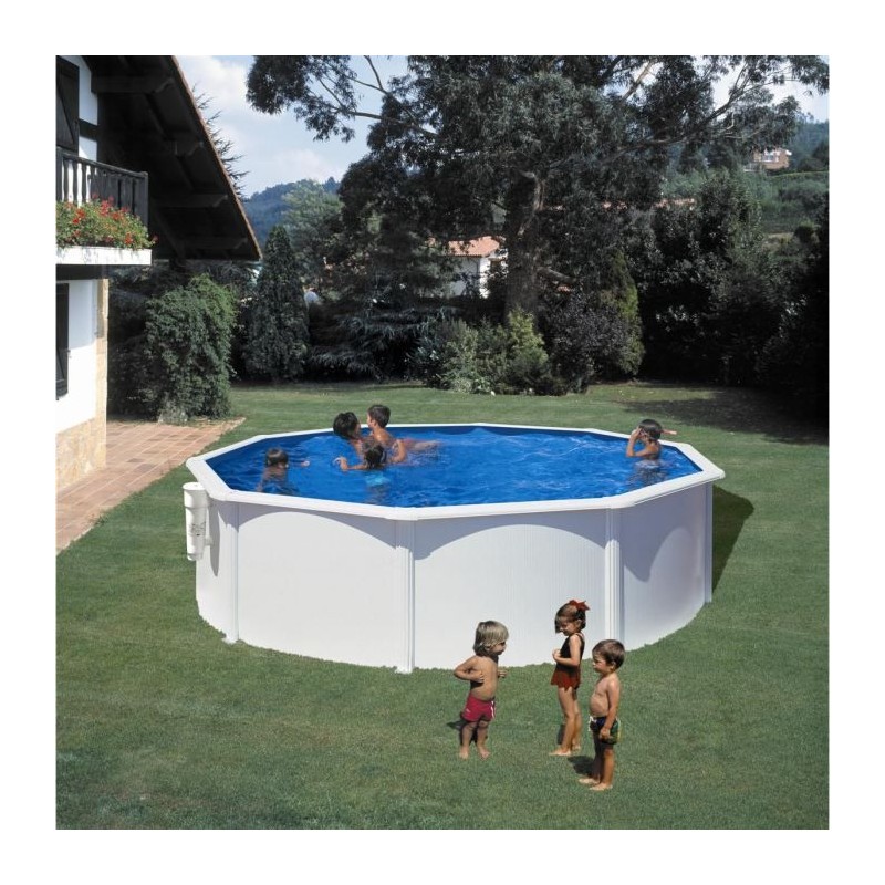 GRE - Kit Piscine hors sol acier ronde blanche - Ø370 x H122 cm (Livr