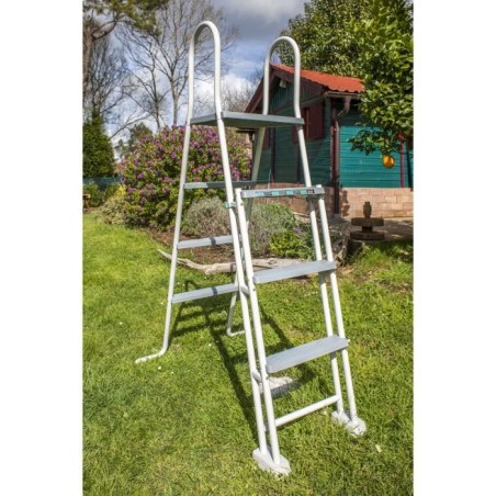 GRE - Kit Piscine hors sol acier ronde grise anthracite - Ø480 x H132 (Livrée avec filtre a sable + échelle)