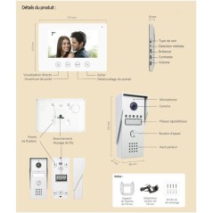 Portier Vidéo - KYF - Filaire - Connecté Wifi - Ecran tactile 7'' -