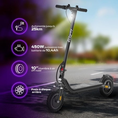 Trottinette électrique - EZWAY - EX100 - 450 W - Roues 10 - Autonomie 25 km