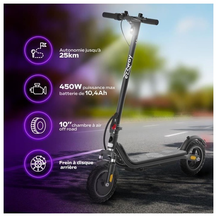 Trottinette électrique - EZWAY - EX100 - 450 W - Roues 10 - Autonomie 25 km Trottinette électrique - EZWAY - EX100 - 450 W - Roues 10 - Autonomie 25 km