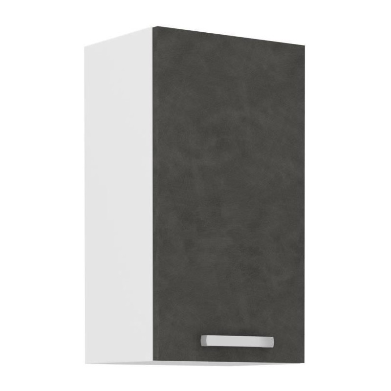 Meuble haut 1 porte battante - Gris mat - L 40 x P 31,6 x 72 cm - LASS