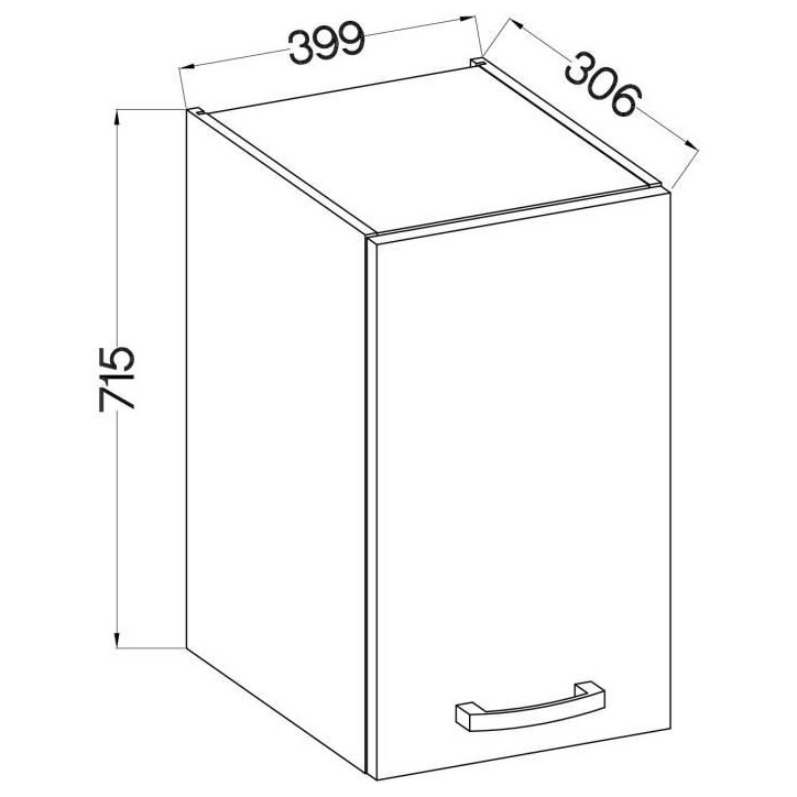 Meuble haut 1 porte battante - Gris mat - L 40 x P 31,6 x 72 cm - LASSEN Meuble haut 1 porte battante - Gris mat - L 40 x P 31,6 x 72 cm - LASSEN