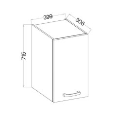 Meuble haut 1 porte battante - Décor chene sonoma - L 40 x P 31,6 x 7