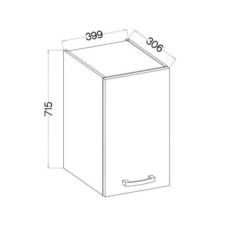 Meuble haut 1 porte battante - Décor chene sonoma - L 40 x P 31,6 x 72 cm - LASSEN Meuble haut 1 porte battante - Décor chene sonoma - L 40 x P 31,6 x 72 cm - LASSEN