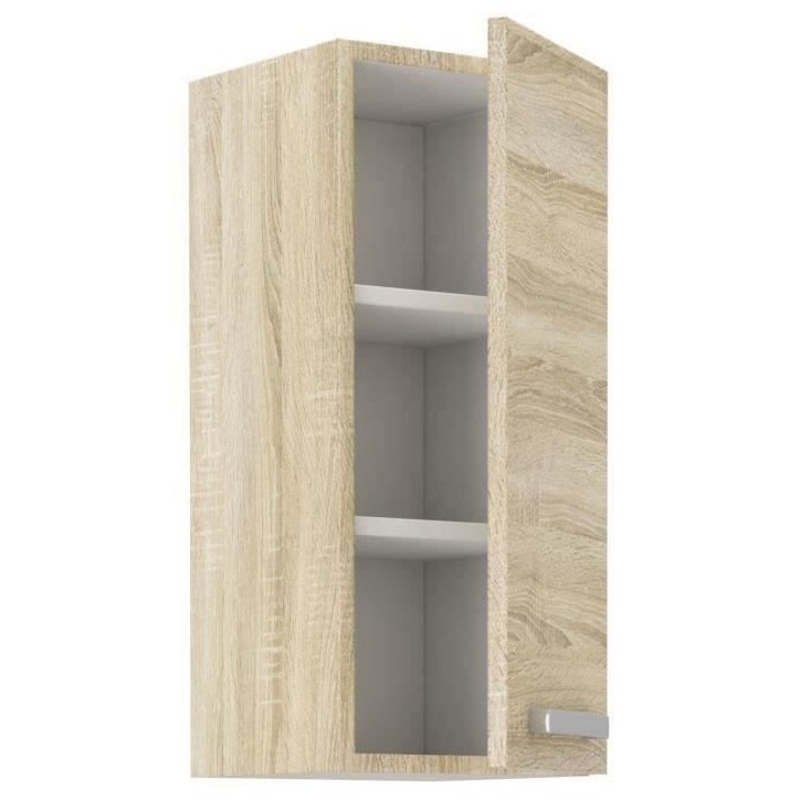 Meuble haut 1 porte battante - Décor chene sonoma - L 30 x P 31,6 x H 72 cm - LASSEN Meuble haut 1 porte battante - Décor chene sonoma - L 30 x P 31,6 x H 72 cm - LASSEN