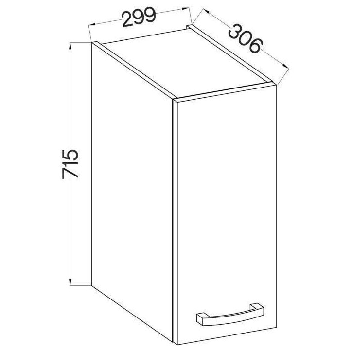 Meuble haut 1 porte battante - Décor chene sonoma - L 30 x P 31,6 x H 72 cm - LASSEN Meuble haut 1 porte battante - Décor chene sonoma - L 30 x P 31,6 x H 72 cm - LASSEN