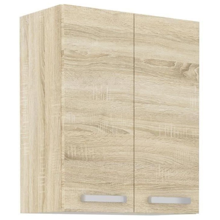 Meuble haut 2 portes battantes - Décor chene sonoma - L 60 cm x P 31,6 x H 72 cm - LASSEN Meuble haut 2 portes battantes - Décor chene sonoma - L 60 cm x P 31,6 x H 72 cm - LASSEN