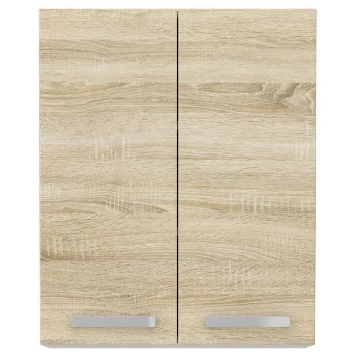Meuble haut 2 portes battantes - Décor chene sonoma - L 60 cm x P 31,6 x H 72 cm - LASSEN Meuble haut 2 portes battantes - Décor chene sonoma - L 60 cm x P 31,6 x H 72 cm - LASSEN