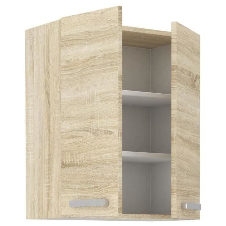 Meuble haut 2 portes battantes - Décor chene sonoma - L 60 cm x P 31,6 x H 72 cm - LASSEN Meuble haut 2 portes battantes - Décor chene sonoma - L 60 cm x P 31,6 x H 72 cm - LASSEN