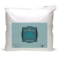 Lot de 2 Oreillers Microfibre - BLANREVE - Anti-Acariens - 60 x 60 cm