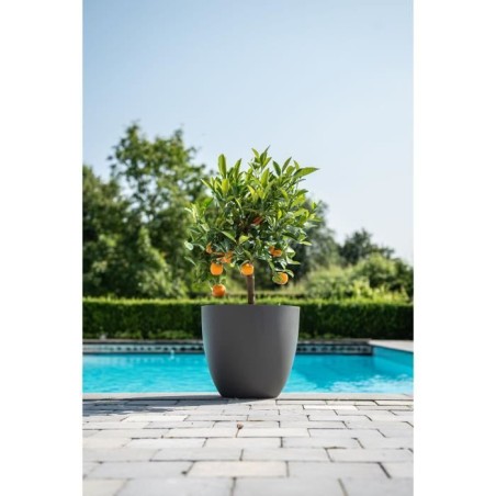 Pot de fleurs - GARDEN ID - Phoenix Anthracite - 38 x 34 cm - 100% Recyclé et Recyclable - Résistant au Gel et UV - Pour Exté
