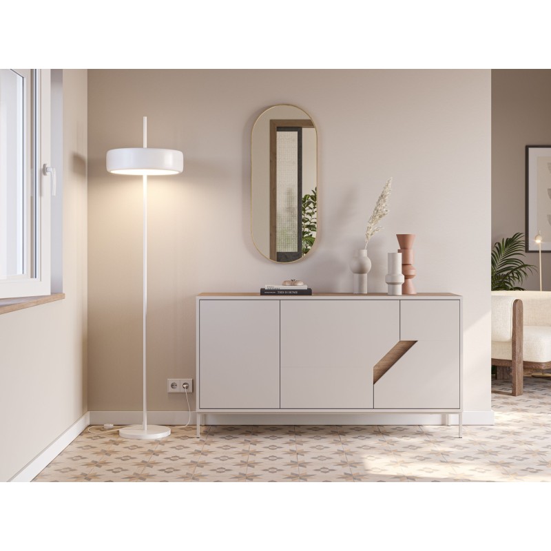 Buffet LILOU - Chene Artisan & Creme - 3 portes - 150 x 40 x 80 cm