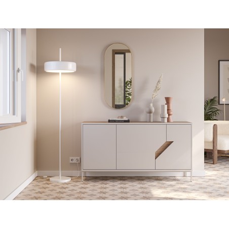 Buffet LILOU - Chene Artisan & Creme - 3 portes - 150 x 40 x 80 cm