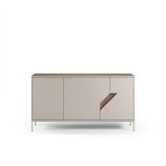 Buffet LILOU - Chene Artisan & Creme - 3 portes - 150 x 40 x 80 cm