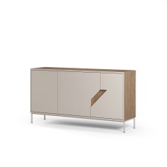 Buffet LILOU - Chene Artisan & Creme - 3 portes - 150 x 40 x 80 cm