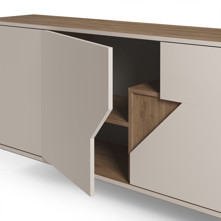 Buffet LILOU - Chene Artisan & Creme - 3 portes - 150 x 40 x 80 cm Buffet LILOU - Chene Artisan & Creme - 3 portes - 150 x 40 x 80 cm
