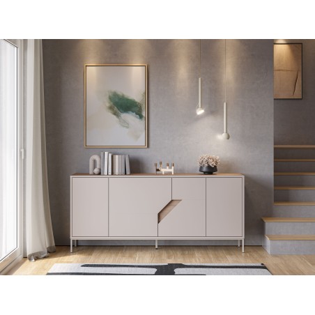 Buffet LILOU - Chene Artisan & Creme - 4 portes - 180 x 40 x 80 cm