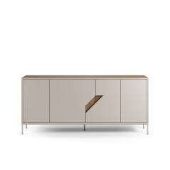 Buffet LILOU - Chene Artisan & Creme - 4 portes - 180 x 40 x 80 cm