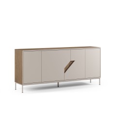 Buffet LILOU - Chene Artisan & Creme - 4 portes - 180 x 40 x 80 cm