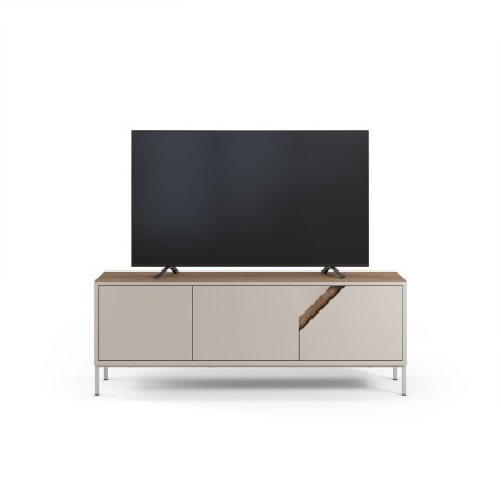 Meuble TV LILOU - Chene Artisan & Creme - 3 portes - 150 x 35 x 55 cm