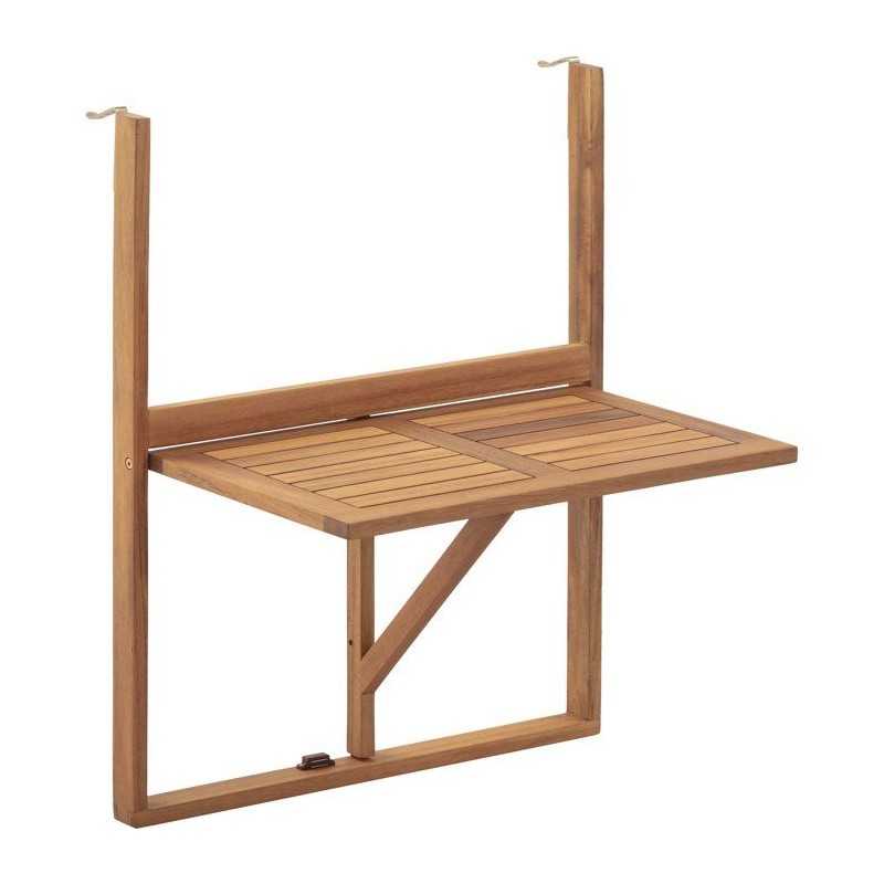 Table de balcon suspendue - LILOU - Bois d'acacia FSC - Pliable - 64 x