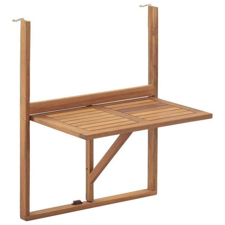 Table de balcon suspendue - LILOU - Bois d'acacia FSC - Pliable - 64 x 43 x 80 cm