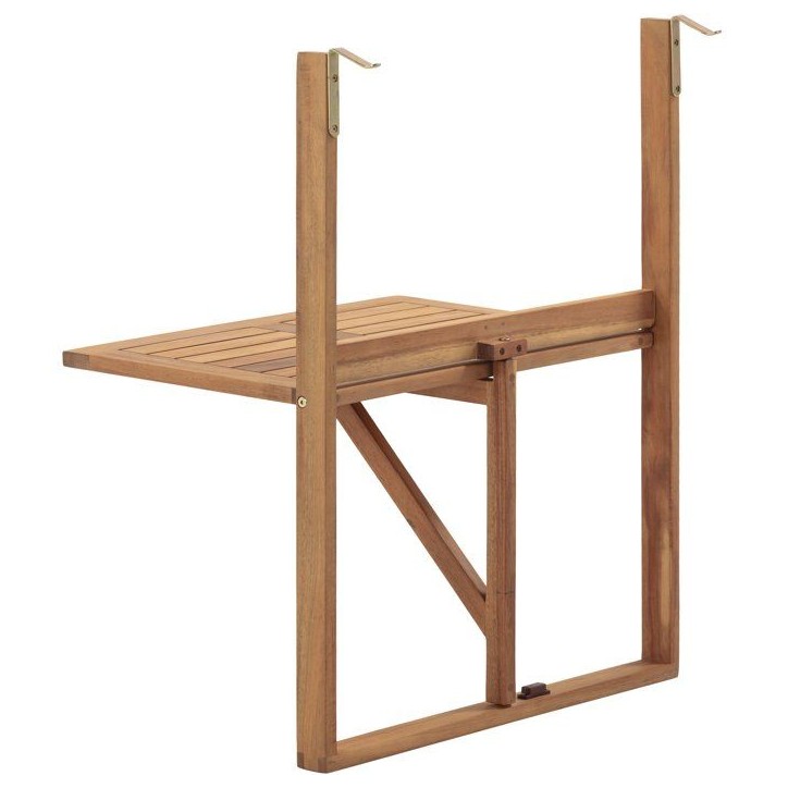 Table de balcon suspendue - LILOU - Bois d'acacia FSC - Pliable - 64 x 43 x 80 cm