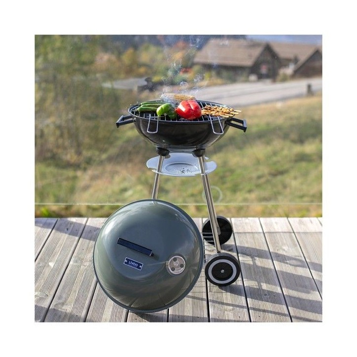 Barbecue a charbon - LIVOO - DOC172K - ø41 cm - Grille en acier chromé - Hauteur 69,5 cm - Poignées - 2 roues crantées
