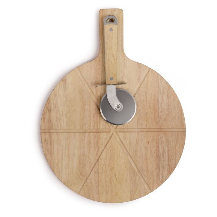 Set a pizza - LIVOO - MES138 - 40 x 30 x 1,5 cm - 1 roulette a pizza - En bois d'hévéa Set a pizza - LIVOO - MES138 - 40 x 30 x 1,5 cm - 1 roulette a pizza - En bois d'hévéa