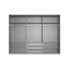 Armoire de chambre - LONDON - Couleur Gris Sahara - 6 portes battantes