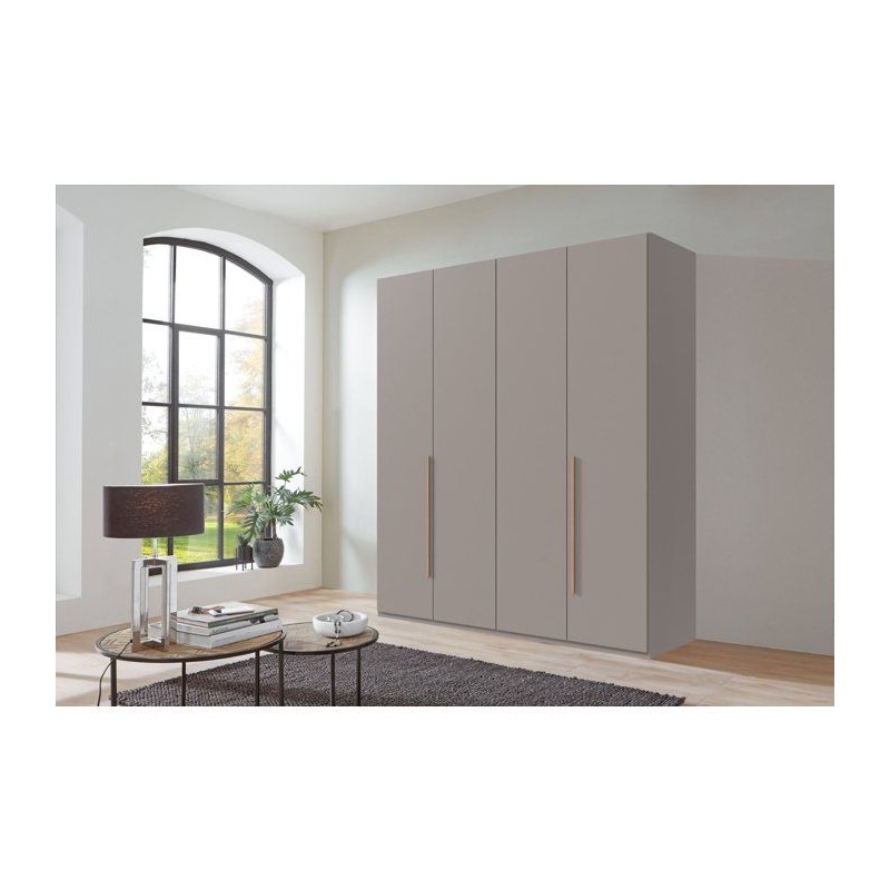 Armoire de chambre - LONDON - Couleur Gris Sahara - 4 portes battantes