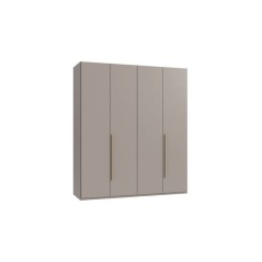 Armoire de chambre - LONDON - Couleur Gris Sahara - 4 portes battantes - 3 tiroirs - 180 x 58 x 208 cm