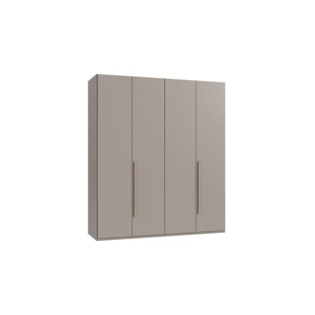 Armoire de chambre - LONDON - Couleur Gris Sahara - 4 portes battantes - 3 tiroirs - 180 x 58 x 208 cm