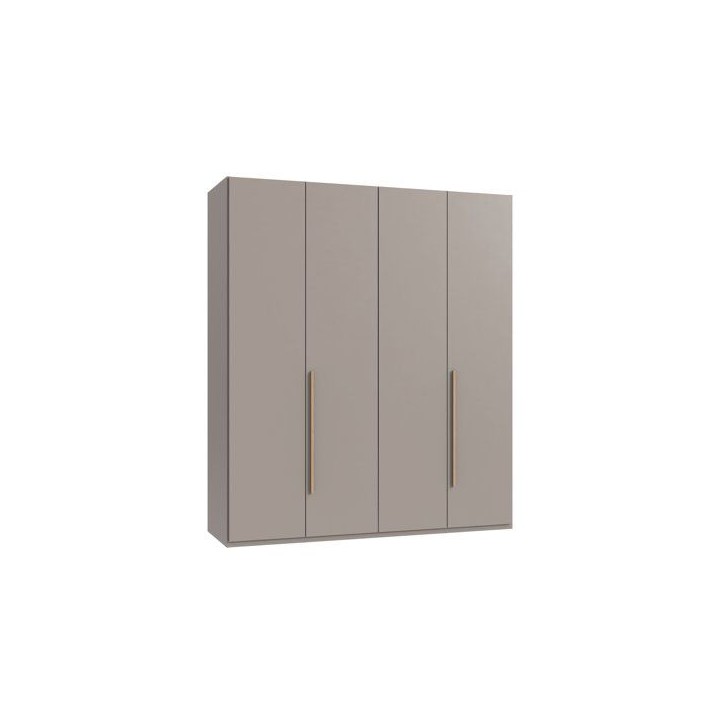 Armoire de chambre - LONDON - Couleur Gris Sahara - 4 portes battantes - 3 tiroirs - 180 x 58 x 208 cm