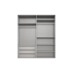 Armoire de chambre - LONDON - Couleur Gris Sahara - 4 portes battantes