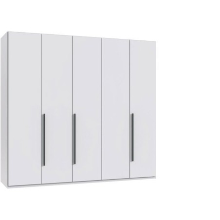 Armoire de chambre - LONDON - Couleur Blanc - 5 portes battantes - 3 tiroirs - 225 x 58 x 208 cm