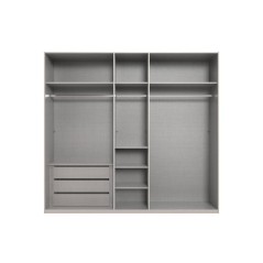 Armoire de chambre - LONDON - Couleur Blanc - 5 portes battantes - 3 t