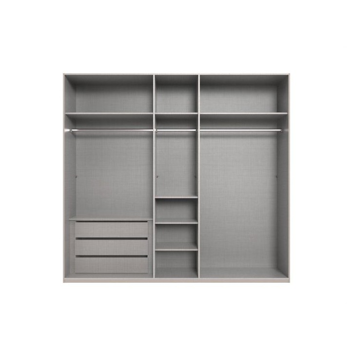 Armoire de chambre - LONDON - Couleur Blanc - 5 portes battantes - 3 tiroirs - 225 x 58 x 208 cm