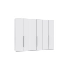 Armoire de chambre - LONDON - Couleur Blanc - 6 portes battantes - 3 tiroirs - 270 x 58 x 208 cm